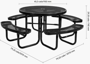 vidaXL Stół piknikowy okrągły 117 cm  - stal malowana z otworem na parasol 2