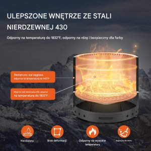 Vevor Biokominek kominek wolnostojący na taras stół ogrodowy stojący 71 cm 3