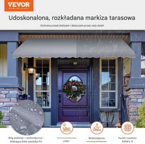 Vevor Markiza Tarasowa 400 x 120 cm z Korbką Ręczną 7