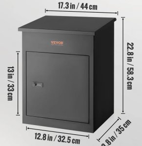 Goodhome Skrzynka na paczki stalowa z zamkiem 44x35x58.3cm wodoodporna na zewnątrz 3