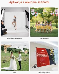 Comitso Statyw do tła fotograficznego 2,98x3m regulowany z kółkami studio ślub 4