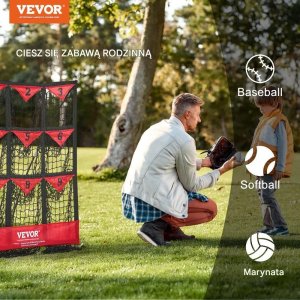 Training Showroom Siatka baseballowa treningowa 9 otworów składana z torbą trening rzutu 3
