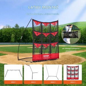 Training Showroom Siatka baseballowa treningowa 9 otworów składana z torbą trening rzutu 7
