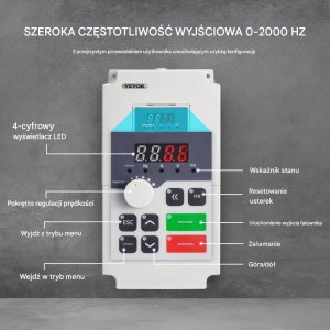 Aniro Falownik VFD 4kW 5HP 380V 1/3 fazowy sterownik silnika CNC regulowany 3