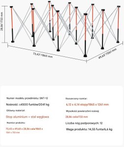 Sefa Verlag Stół warsztatowy składany 1865x1261 mm przenośny 2041 kg do garażu 2