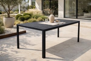 Bauerkraft Stół ogrodowy 130x70 ALLEN-ST polywood czarny balkon taras 3