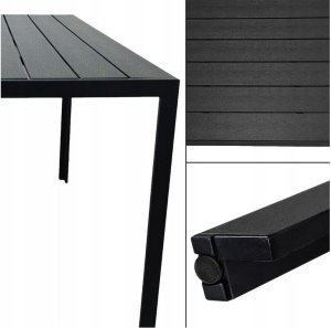 Bauerkraft Stół ogrodowy 130x70 ALLEN-ST polywood czarny balkon taras 5