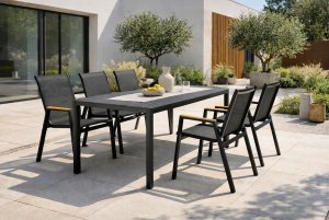 Bauerkraft Stół ogrodowy 130x70 ALLEN-ST polywood czarny balkon taras 6