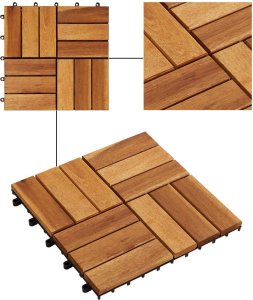 vidaXL vidaXL Płytka Tarasowa 10 pcs Brązowy 30 x 30 cm Drewno Akacjowe 6
