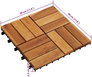 vidaXL vidaXL Płytka Tarasowa 10 pcs Brązowy 30 x 30 cm Drewno Akacjowe 7
