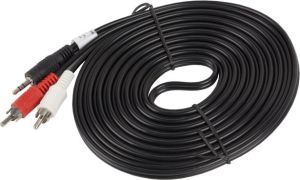 Kabel Lanberg Jack 3.5mm - RCA (Cinch) x2 5m czarny (CA-MJRC-10CC-0050-BK) 3