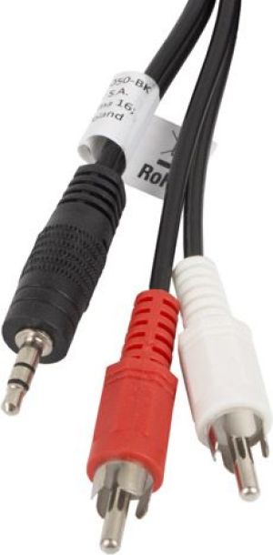 Kabel Lanberg Jack 3.5mm - RCA (Cinch) x2 5m czarny (CA-MJRC-10CC-0050-BK) 4