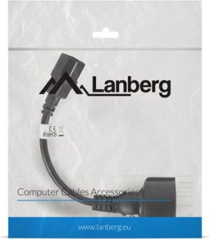Kabel zasilający Lanberg IEC 320 C14 - Schuko, 20cm, czarny (CA-C14E-10CC-0018-BK) 4