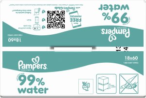 Pampers Chusteczki nawilżane Aqua 18x60 szt. Plastic Free 5