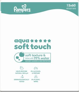 Pampers Chusteczki nawilżane Aqua Soft Touch 15x60 szt. Plastic Free 3