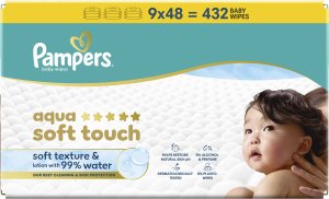 Pampers Chusteczki nawilżane Aqua Soft Touch 9x48 szt. Plastic Free 3