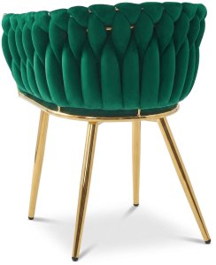 Mebel Elite Krzesło tapicerowane ORION zielone welur złote nogi do salonu x2 szt. 5