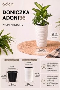 Adoni Doniczka bawełniana biała z wkładem 22x36 cm – ręcznie robiona (adoni-ba-wht-36) 5