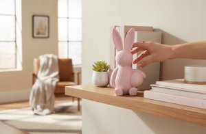 Dekoracja świąteczna Cotton World Nowoczesna dekoracja wielkanocna Ribbed Bunny with Egg figurka zajączka - różowy 6