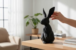 Dekoracja świąteczna EMKL Zając Króliczek Wielkanocny Wielkanoc 15 cm - Czarny 3