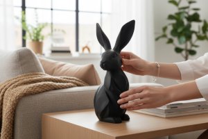Dekoracja świąteczna EMKL Zając Króliczek Wielkanocny Wielkanoc 15 cm - Czarny 5