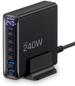 Ładowarka Tech-Protect TECH-PROTECT DC240W-GAN 6-PORT DESKTOP CHARGER PD 240W / QC3.0 BLACK 2