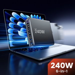 Ładowarka Tech-Protect TECH-PROTECT DC240W-GAN 6-PORT DESKTOP CHARGER PD 240W / QC3.0 BLACK 4