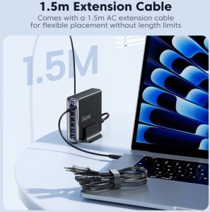 Ładowarka Tech-Protect TECH-PROTECT DC240W-GAN 6-PORT DESKTOP CHARGER PD 240W / QC3.0 BLACK 9