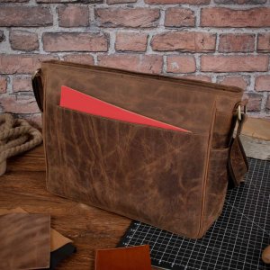 Torba Belveder Brązowa Torba Męska z Klapką Skórzana Studencka na Laptopa 15,6 Bel 5