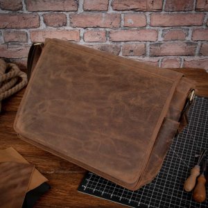 Torba Belveder Brązowa Torba Męska z Klapką Skórzana Studencka na Laptopa 15,6 Bel 6