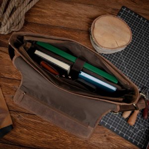 Torba Belveder Brązowa Torba Męska z Klapką Skórzana Studencka na Laptopa 15,6 Bel 9