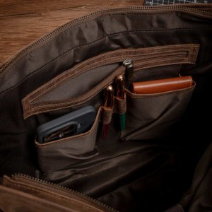 Torba Belveder Brązowa Torba Męska z Klapką Skórzana Studencka na Laptopa 15,6 Bel 10
