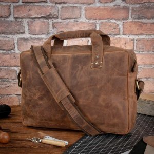 Belveder Brązowa Torba Męska Vintage na Laptopa 15,6 4