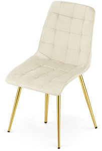 OSKAR Krzesło velvet Split jasnobeżowe złote nogi glamour do salonu x4 4