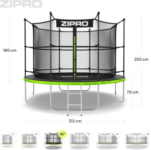 Trampolina ogrodowa Zipro Jump Pro z siatką wewnętrzną 10FT 312cm 9