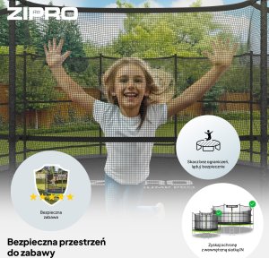 Trampolina ogrodowa Zipro Jump Pro z siatką wewnętrzną 12FT 374cm 4