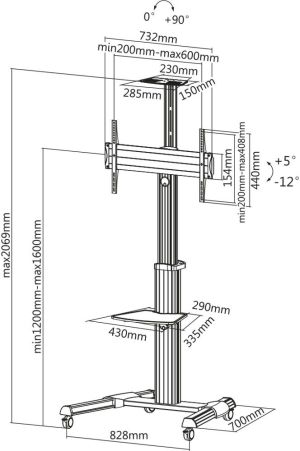 InLine Stojak podłogowy 23170A 37'' - 70'' 2