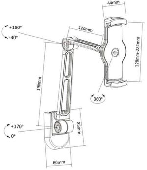 Uchwyt Techly Ramię ścienne do Tabletu i iPad 4.7''-12.9'' regulowane czarne (026388) 3