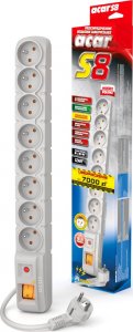 Listwa zasilająca Acar S8 przeciwprzepięciowa 8 gniazd 3 m szara (W0151) 2