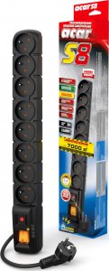 Listwa zasilająca Acar S8 przeciwprzepięciowa 8 gniazd 3 m czarna (W0148) 2