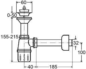 Syfon Viega butelkowy 5/4" DN32 biały (703110) 2