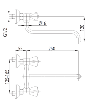Bateria kuchenna KFA Standard ścienna chrom (300-610-00) 2