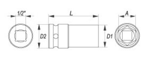 Yato Nasadka udarowa 6-kątna 1/2" 24mm długa (YT-1044) 2