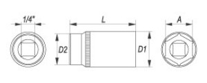 Yato Nasadka 6-kątna 1/4" 7mm długa (YT-1418) 3