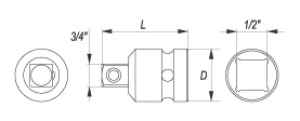 Yato Redukcja udarowa 1/2" na 3/4" 48mm (YT-1067) 2