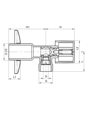 KFA Zawór kątowy z motylkiem 1/2"x3/8"  (707-020-10) 2