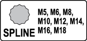 Yato Zestaw nasadek trzpieniowych Spline udarowych 1/2" M5-M18 8szt. (YT-1069) 2