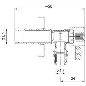 Ferro Zawór kątowy z głowicą ceramiczną 1/2"x1/2"  (Z1212C) 2