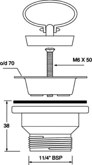 McAlpine Spust z sitkiem i korkiem 5/4" chrom (HC15B) 2
