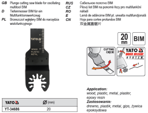 Yato Brzeszczot wgłębny BIM do narzędzia wielofunkcyjnego 20mm (YT-34686) 2
